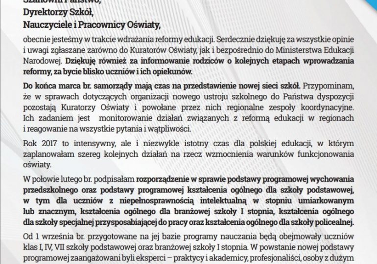 List Minister Edukacji Narodowej