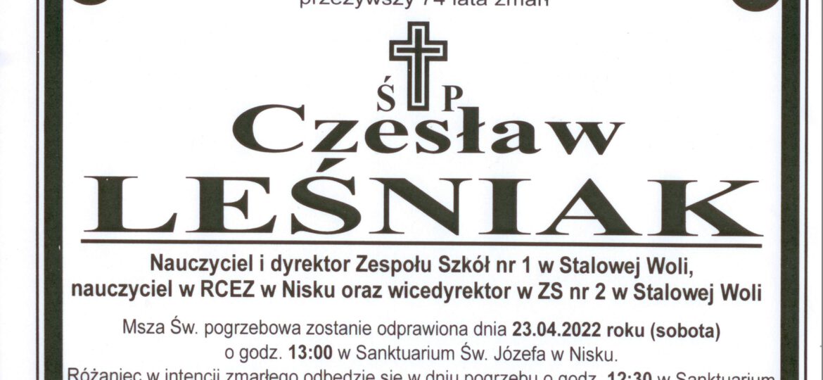 Śp. mgr inż. Czesław Leśniak